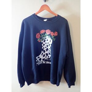 Altar’d State Black Cow Girl at Heart Graphic Sweatshirt Cowboy Boots Large